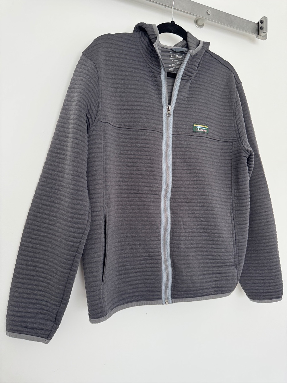 L.L. Bean Kids' Charcoal Gray Ribbed Full-Zip Jacket